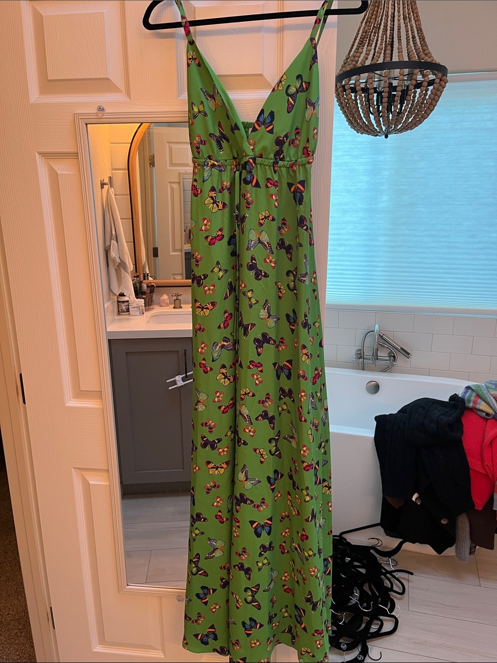 L'AGENCE Bright Green Butterfly-Print Maxi